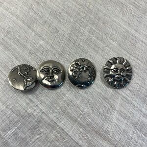 Danforth Pewter Sun Moon and Earth Button Set, Vintage Dead Stock